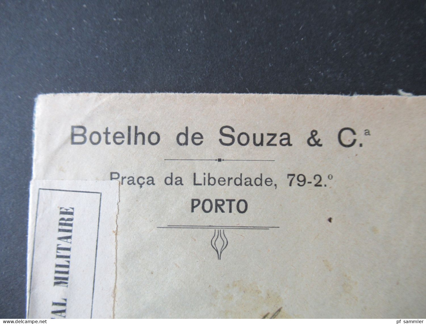 Portugal 1916 Zensurbeleg 1.WK. Port - Basel Schweiz Controle Postal Militaire Stp. Ouvert 203 Par L'Autorite Militaire - Cartas & Documentos