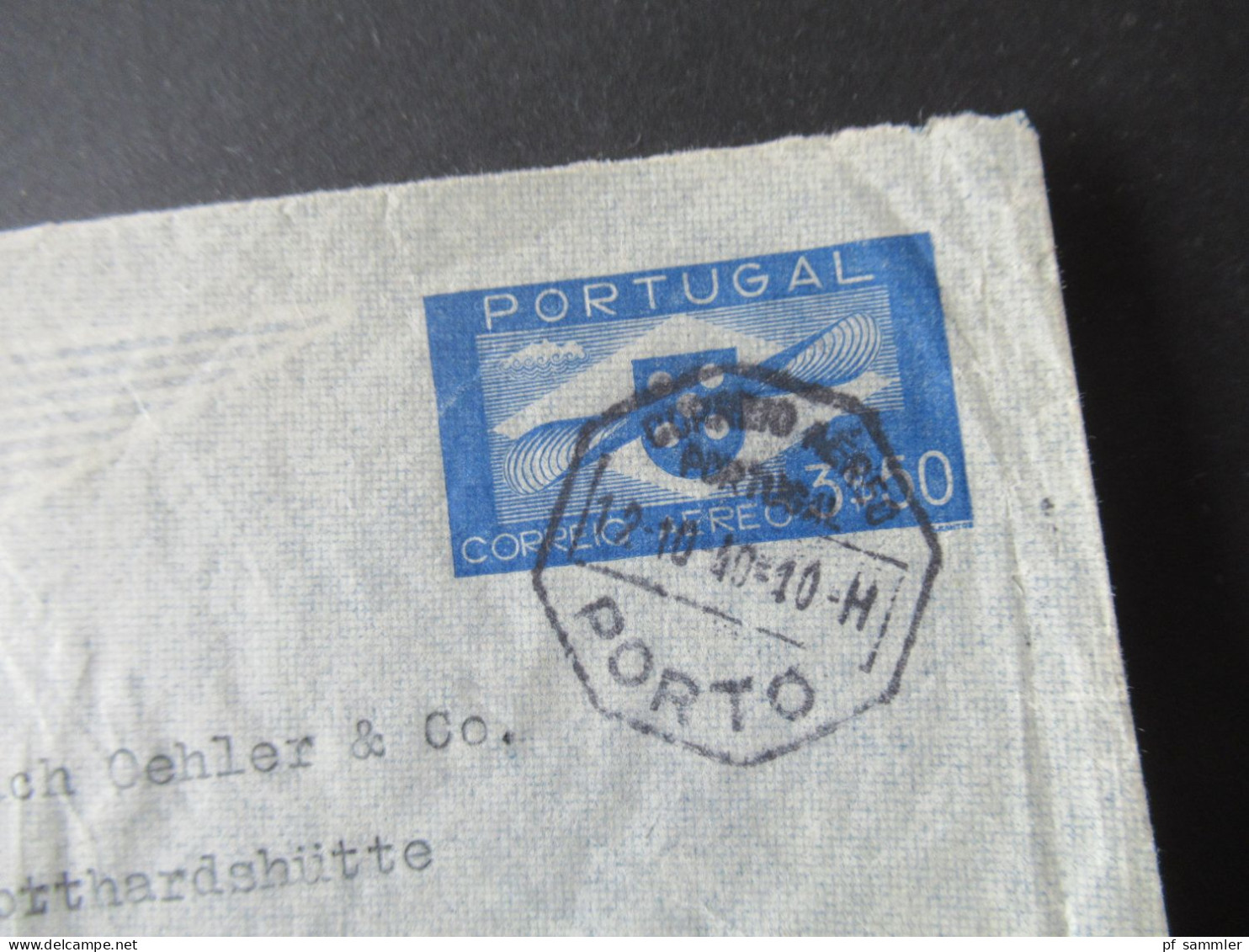 Portugal 1940 Luftpostumschlag LU 1 OKW Verschlussstreifen PKW Zensur Geöffnet Und Stempel / Zensur Der Wehrmacht - Covers & Documents