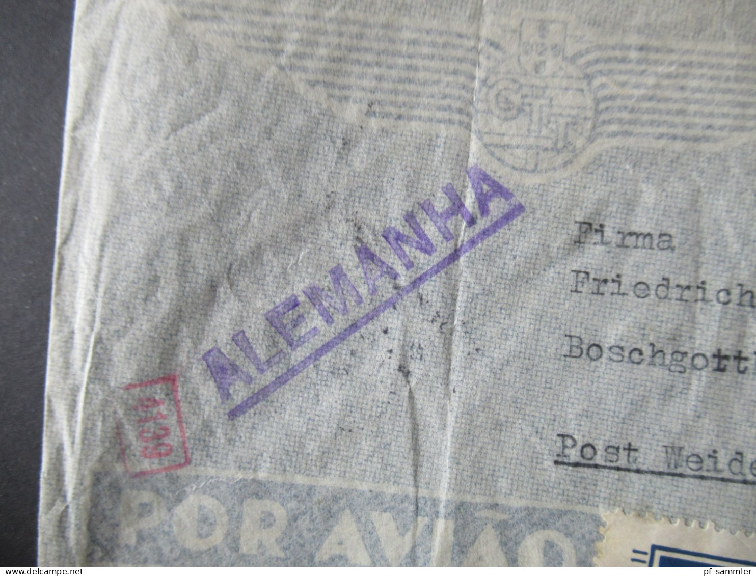 Portugal 1940 Luftpostumschlag LU 1 OKW Verschlussstreifen PKW Zensur Geöffnet Und Stempel / Zensur Der Wehrmacht - Cartas & Documentos
