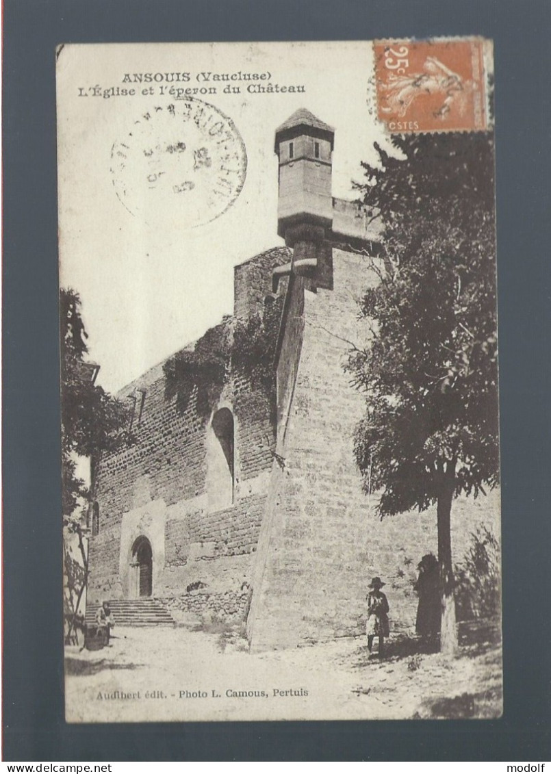 CPA - 84 - Ansouis - L'Eglise Et L'Eperon Du Château - Animée - Circulée En 1920 - Ansouis