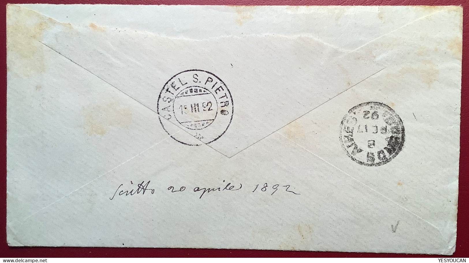 LA PLATA1892 5c Rivadavia TWO DIFFERENT PRINTINGS ! +2c (1890)cover>Castel S.Pietro, Ticino TI, Schweiz (Argentina Brief - Lettres & Documents