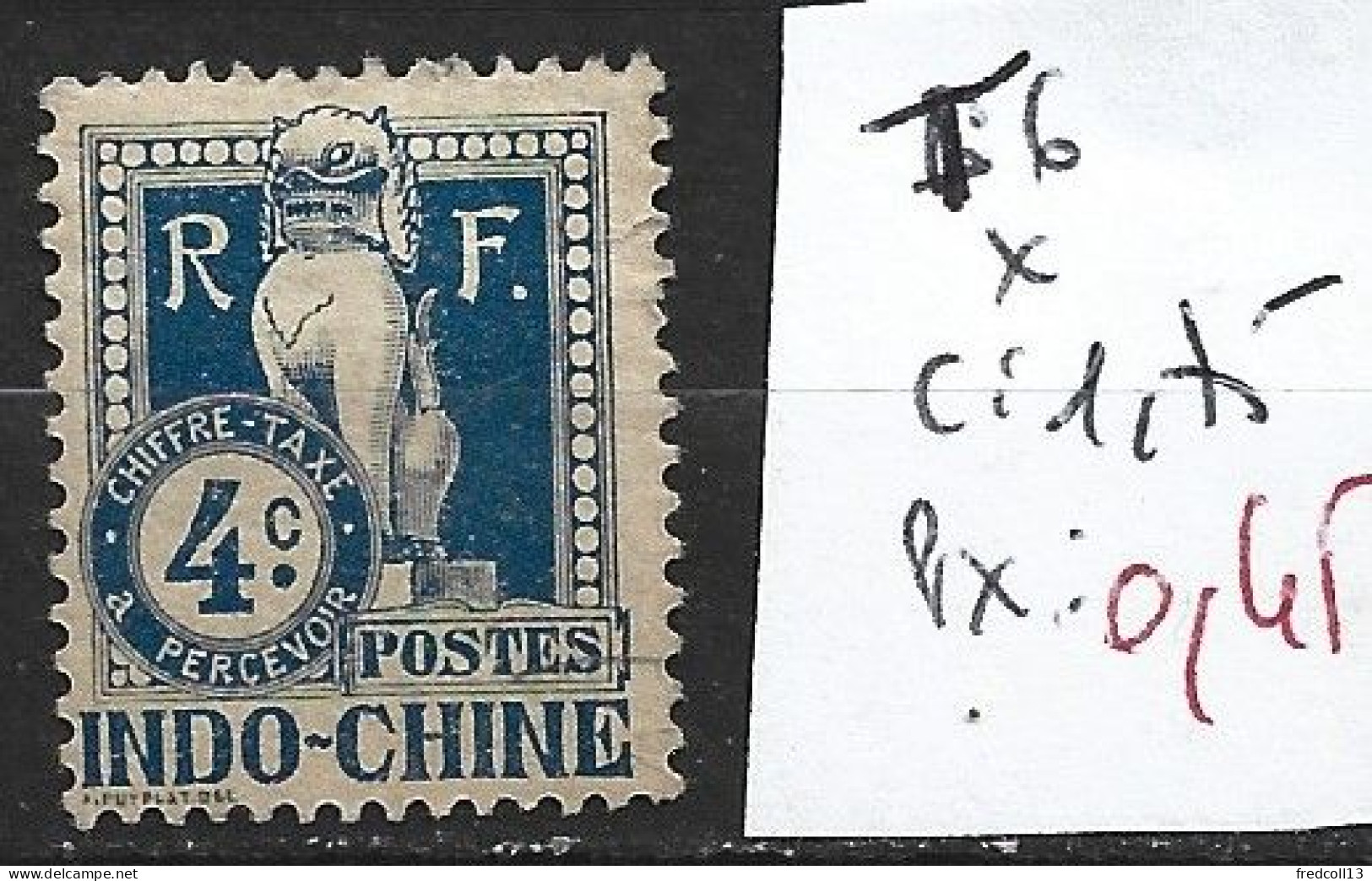 INDOCHINE TAXE 6 * Côte 1.75 € - Timbres-taxe