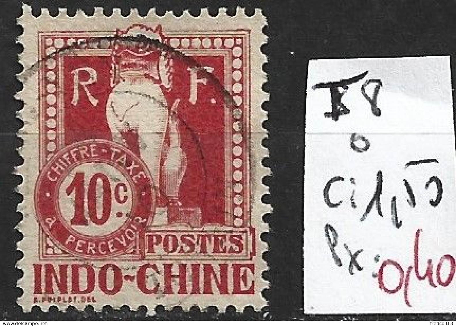 INDOCHINE TAXE 8 Oblitéré Côte 1.50 € - Segnatasse