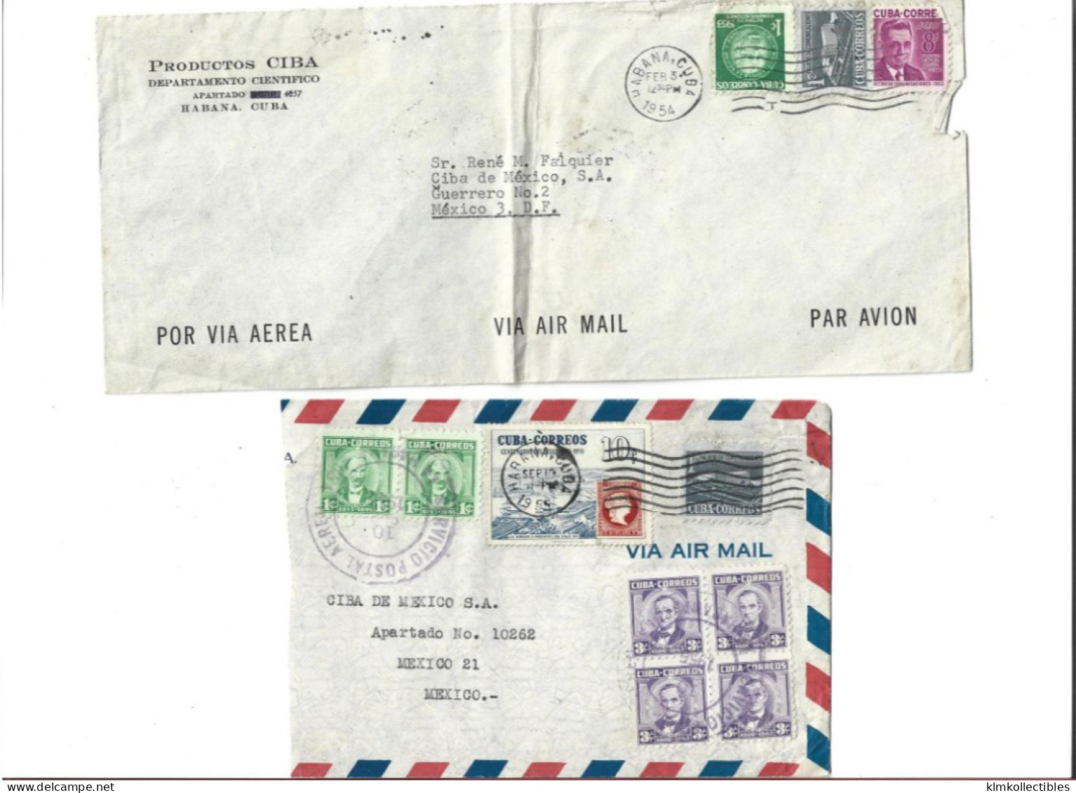 CUBA - POSTAL HISTORY LOT OF 4 COVERS - AIRMAIL CENSORED - Poste Aérienne