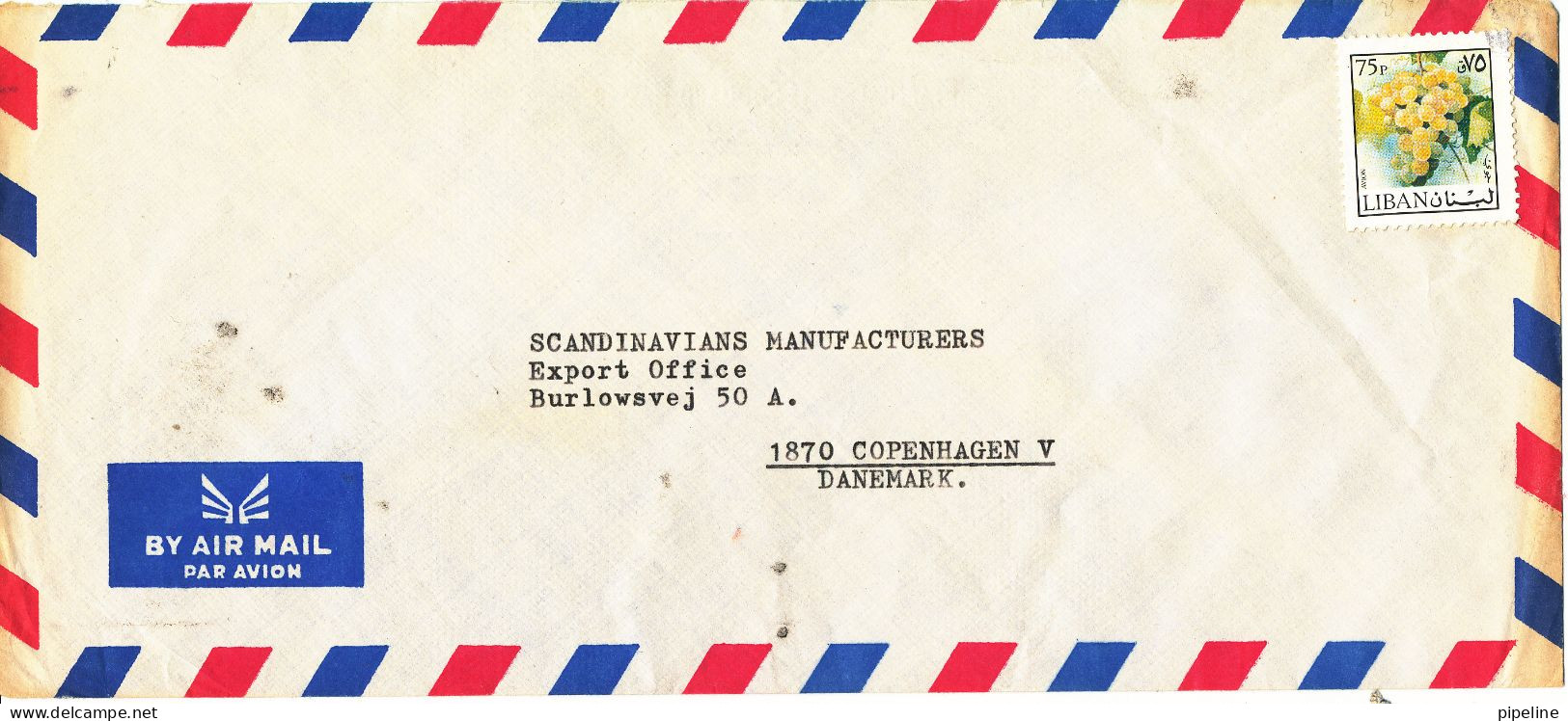 Lebanon Air Mail Cover Sent To Denmark Single Franked - Liban