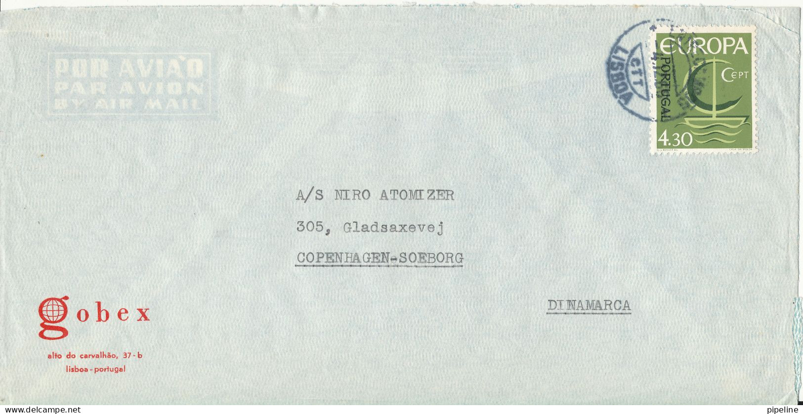 Portugal Air Mail Sent To Denmark Lisboa 4-12-1966 Single Franked EUROPA CEPT Stamp - Storia Postale