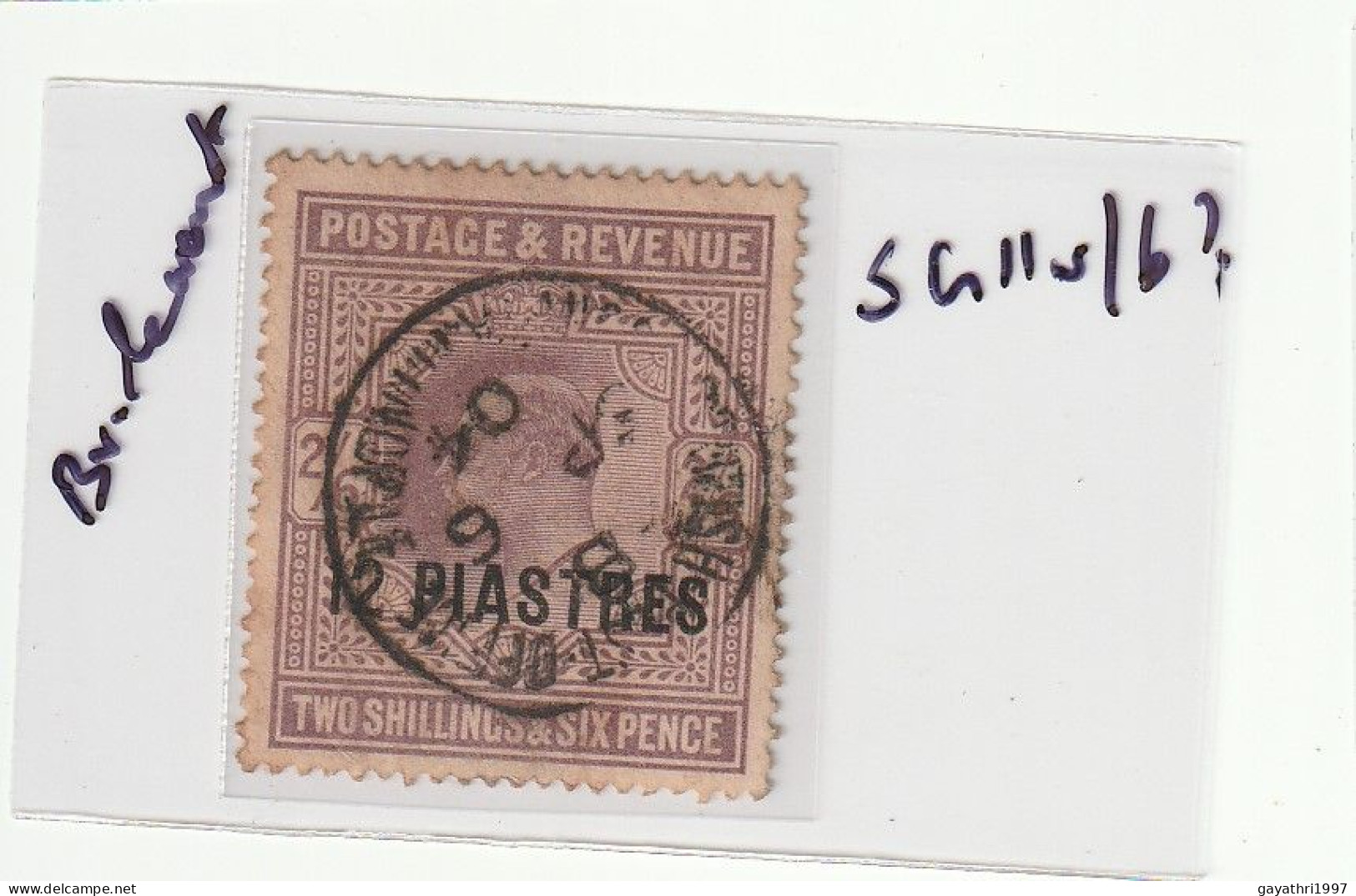 British Levant 12 Piastres Over Print On Great Britain Edward Stamp Used Good Condition SG 94 ? 94a ? - Levante Britannico