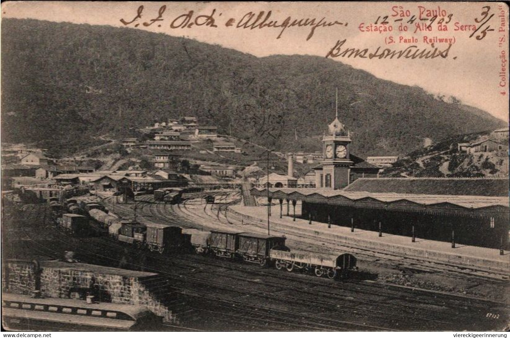 ! 1908 Ansichtskarte Sao Paulo, Eisenbahn, Bahnhof, Estacio Do Alto Da Serra, Brasilien - São Paulo