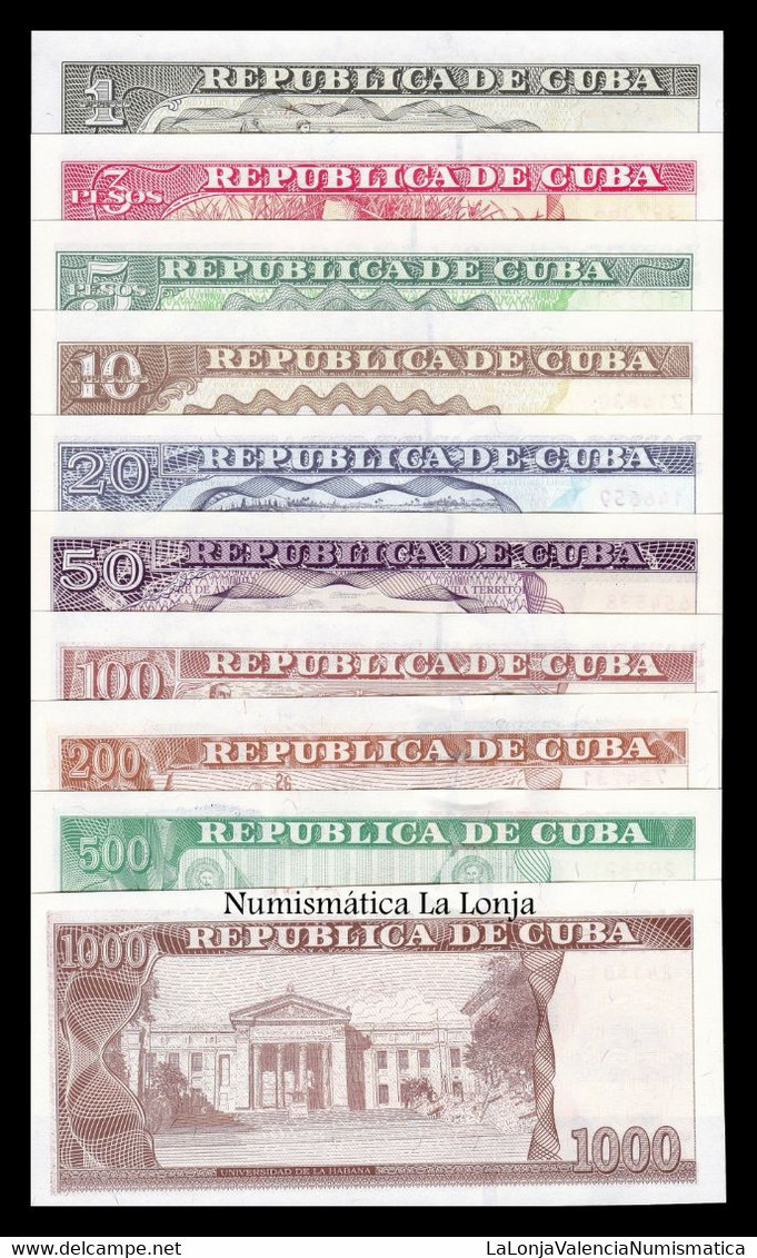 Cuba Full Set 1 3 5 10 20 50 100 200 500 1000 Pesos 2001 - 2021 Pick 121-132 Ebc/Sc- Xf/aUnc - Kuba