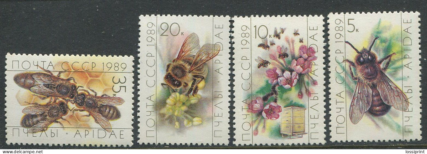 Soviet Union:Russia:USSR:Unused Stamps Serie Bees, 1989, MNH - Abeilles