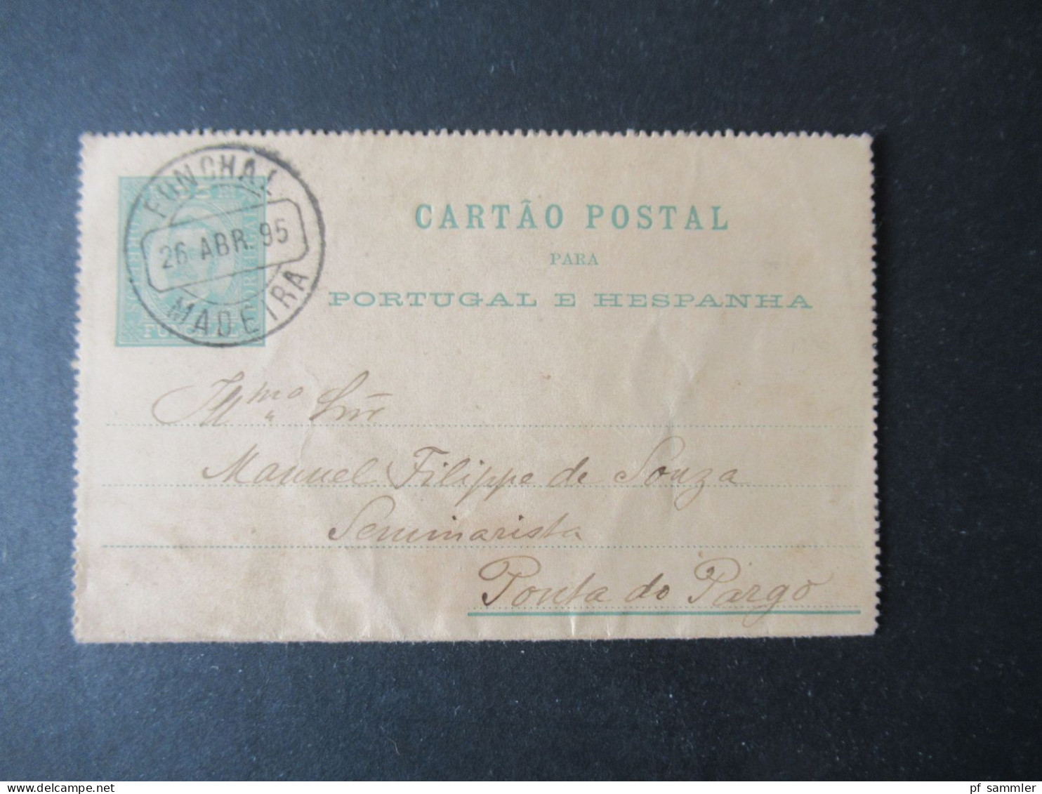 Portugal 1895 Kartenbrief Stempel Funchal Madeira Nach Ponta Do Pargo / Aus Dem Bedarf Mit Viel Inhalt!! - Funchal