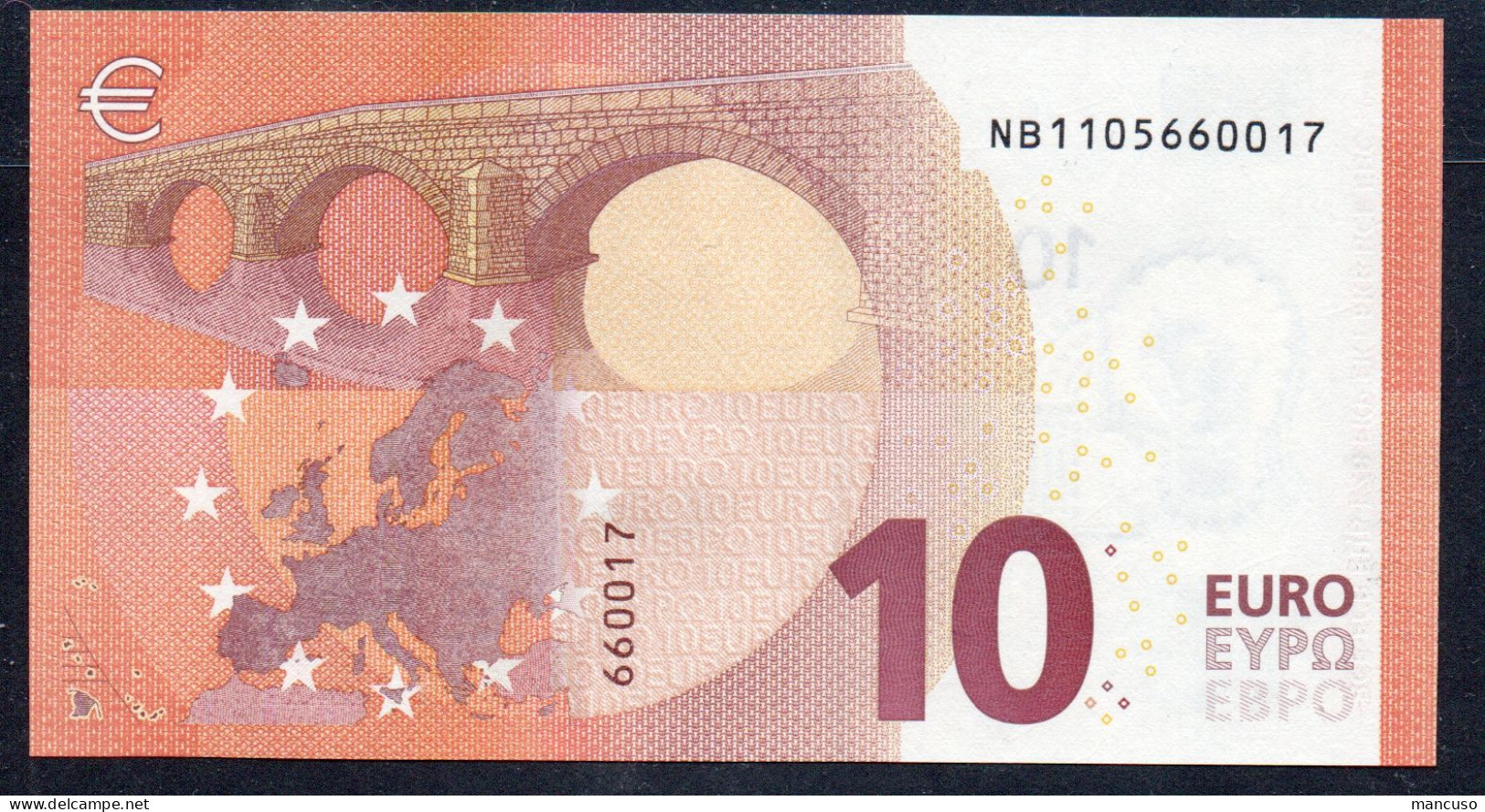 10  EURO DRAGHI  AUSTRIA  NB N010 A1  FIRST POSITION   UNC - 10 Euro