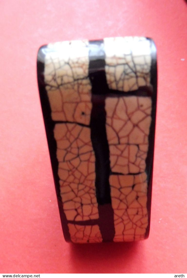 Boite De  6 Ronds De Serviette En Bois Laqué Noir Et Coquilles D’Œuf  - Travail Artisanal Asiatique - Arte Asiatica