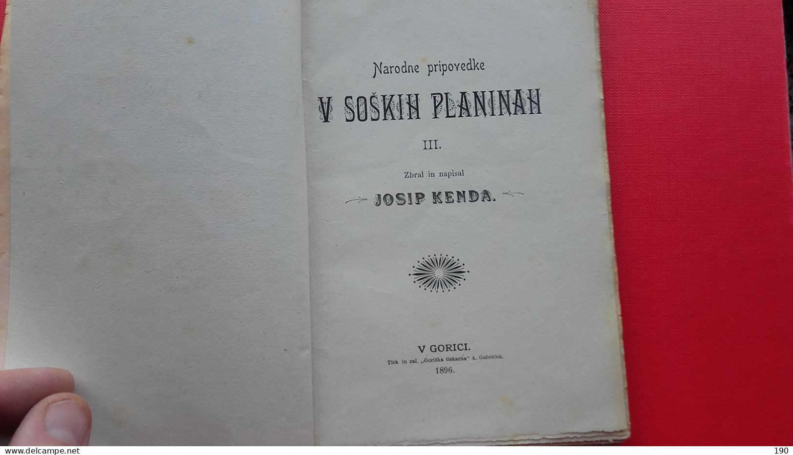 Gorica.Goriska Tiskarna.A.Gabrscek.Slovanska Knjiznica.Narodne Pripovedke.V Soških Planinah III - Idiomas Eslavos