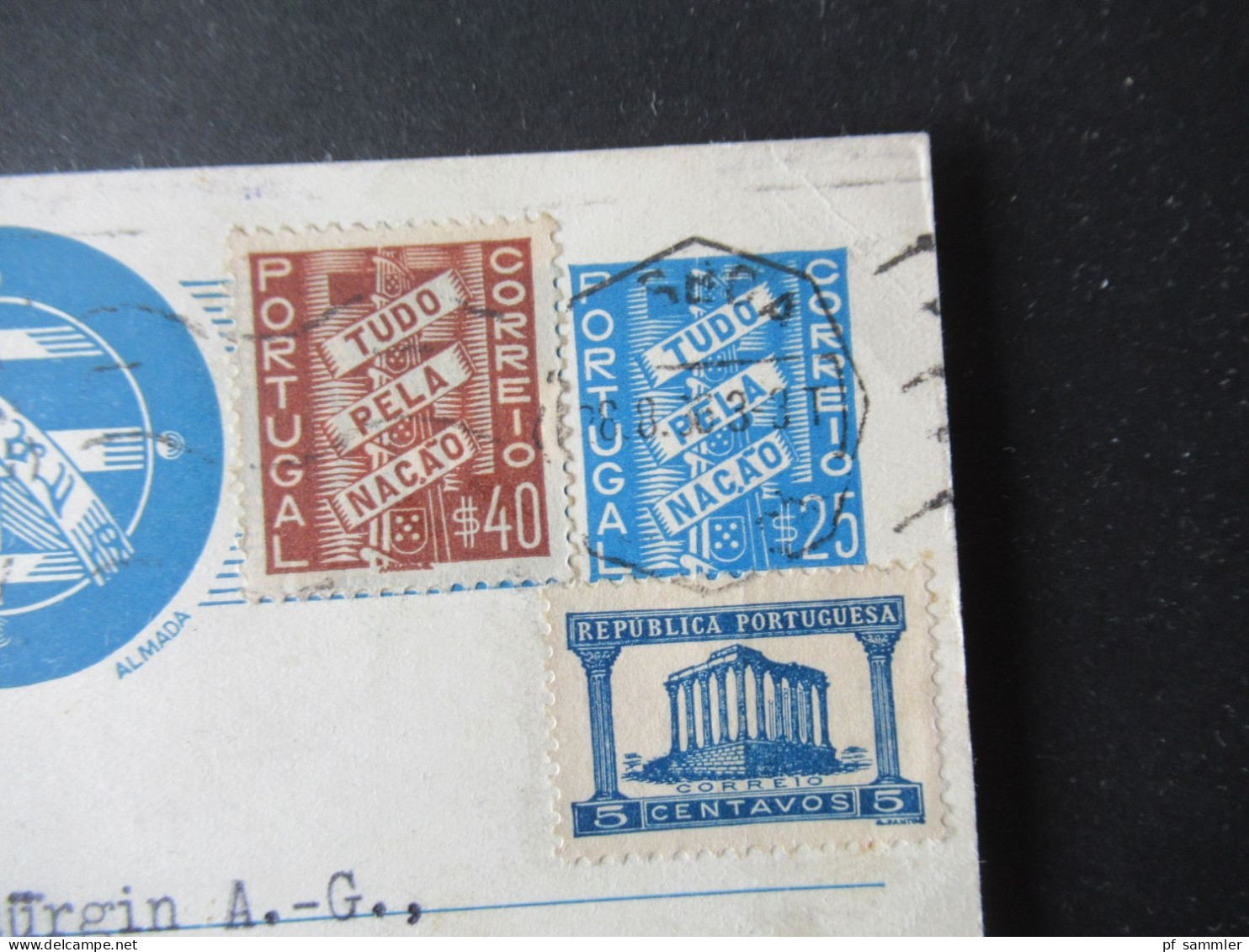 Portugal 1936 GA P 83 Mit 4x Zusatzfrankatur Abs. Stempel V. Silva, L. Lisboa Nach Basel Schweiz / Anfrage Gasmasken - Postal Stationery