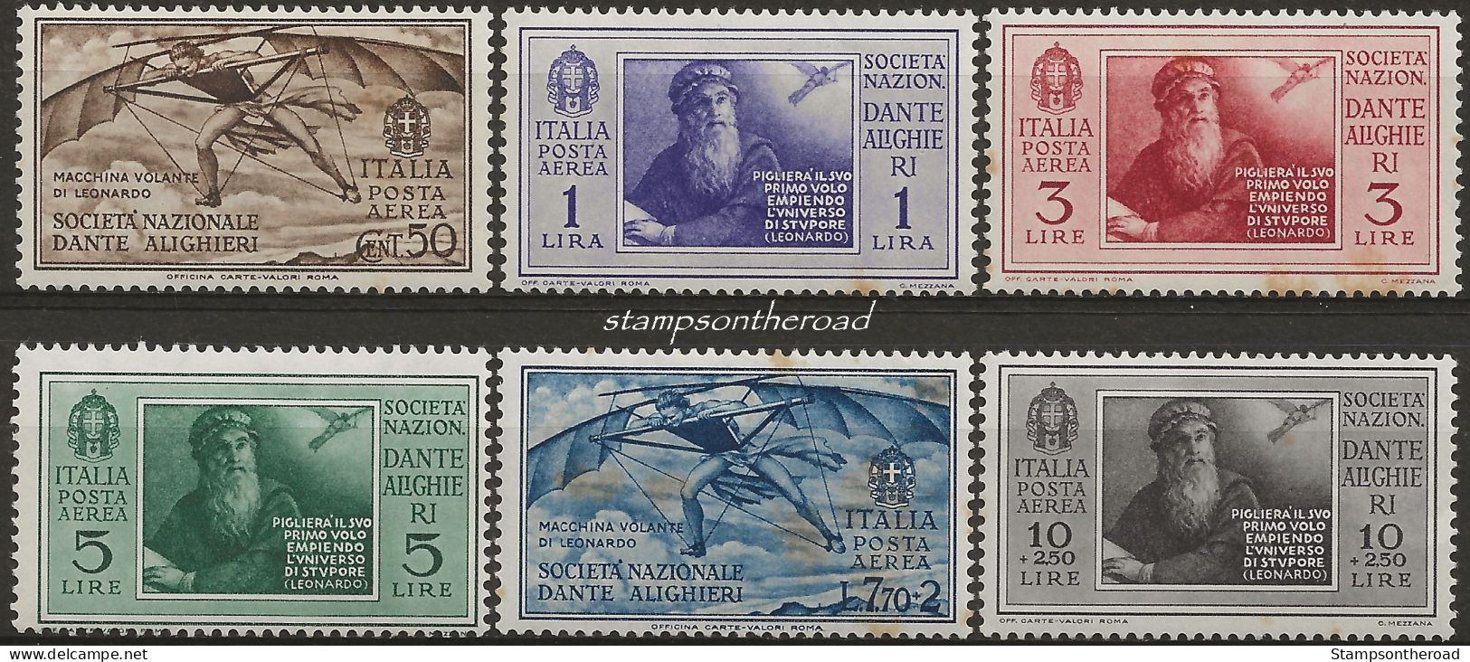 ITPA26-31L1 "1932 Regno D'Italia, Sassone Nr. 26/31, Serie Cpl Di 6 Francobolli Nuovi Con Traccia Di Linguella */ P.A. - Airmail