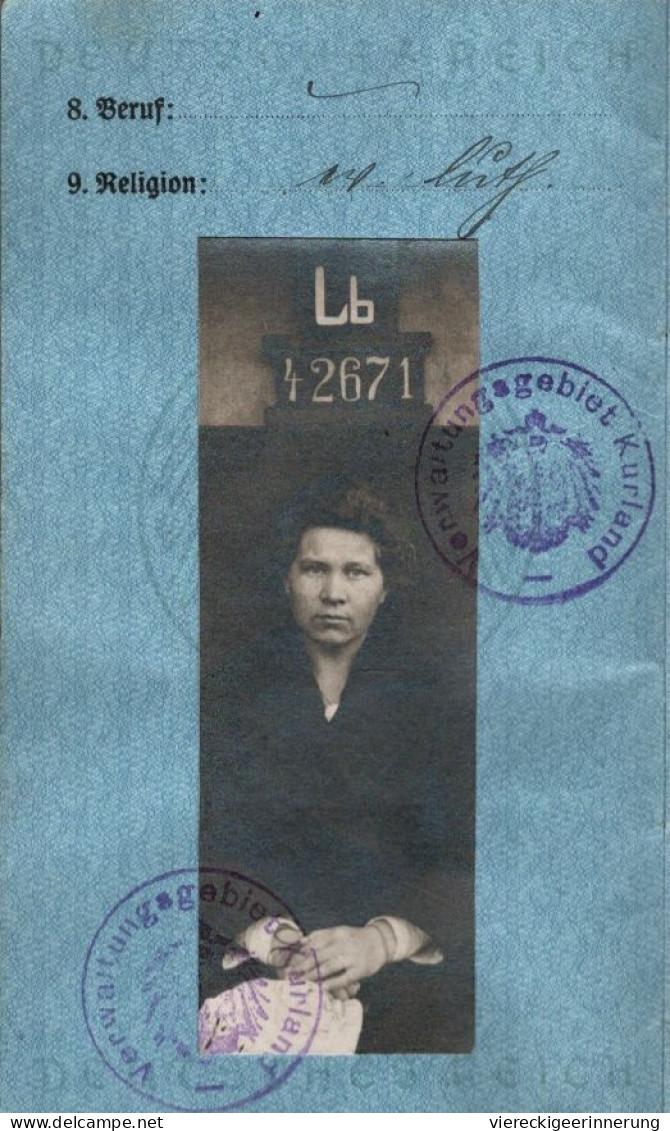 !  1918 Seltener Ersatz Paß Aus Libau, Kurland, Passport, Passeport, Oberost, Oberbefehlshaber Ost, Liepāja, Lettland - Historical Documents