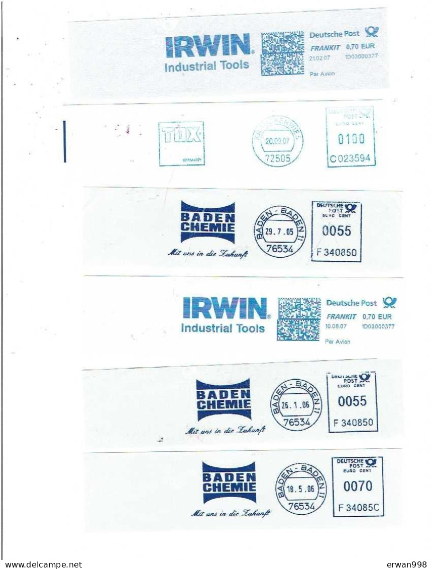 7 Plis EMA & Simili-EMA & Une Quinzaine S/ Fragments Origines Diverses 698 - Franking Machines (EMA)