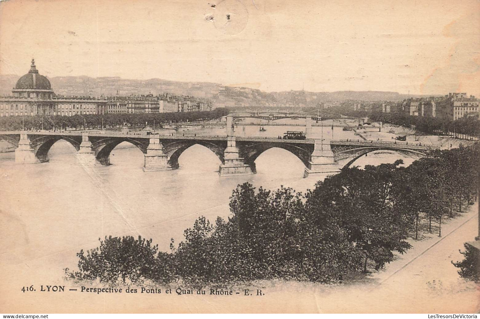 FRANCE -  Lyon - Perspective Des Ponts Et Quai Du Rhône - E.R - Carte Postale Ancienne - Andere & Zonder Classificatie