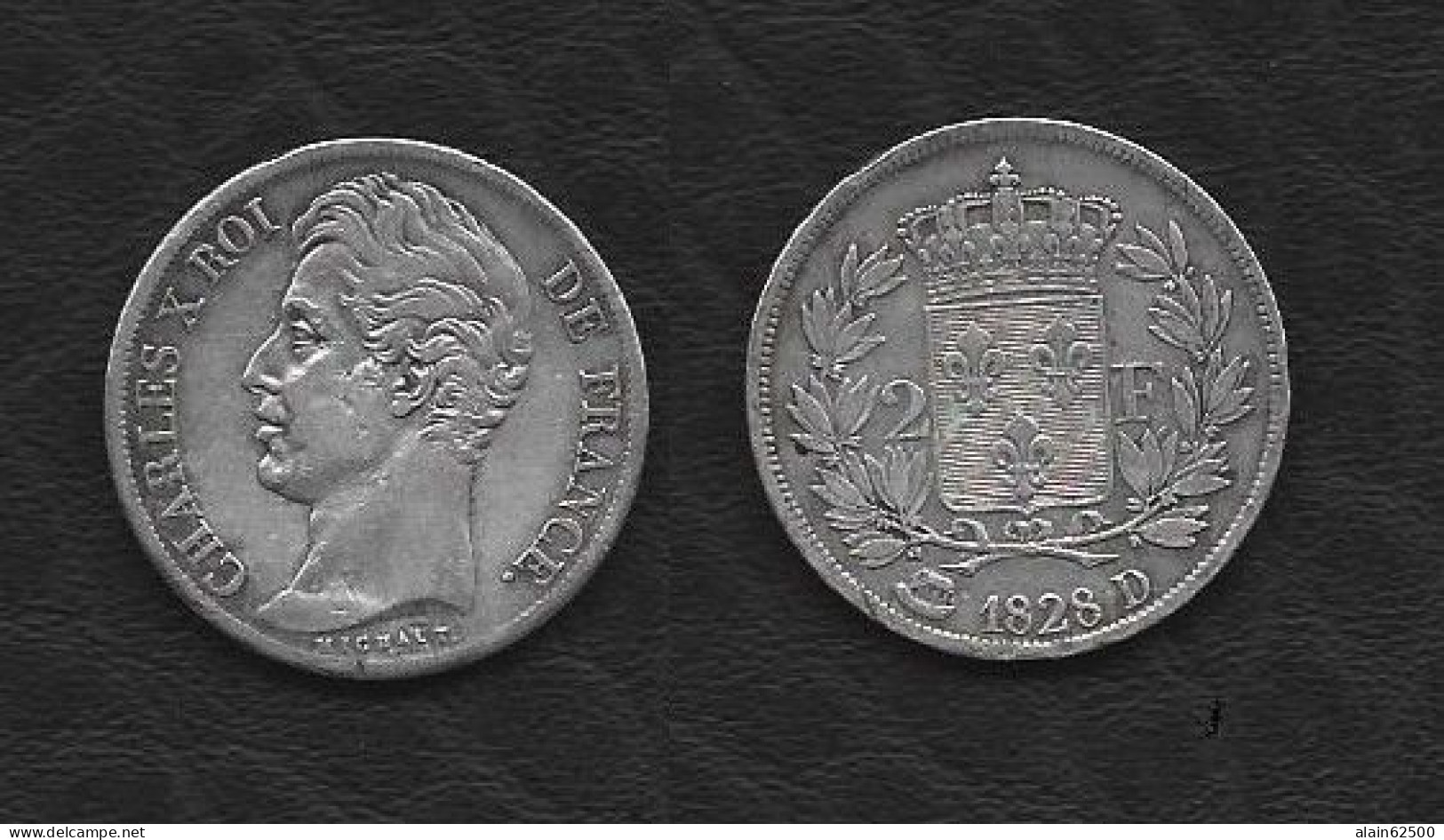 CHARLES X . 2 FRANCS 1828 D ( LYON ) . - 2 Francs