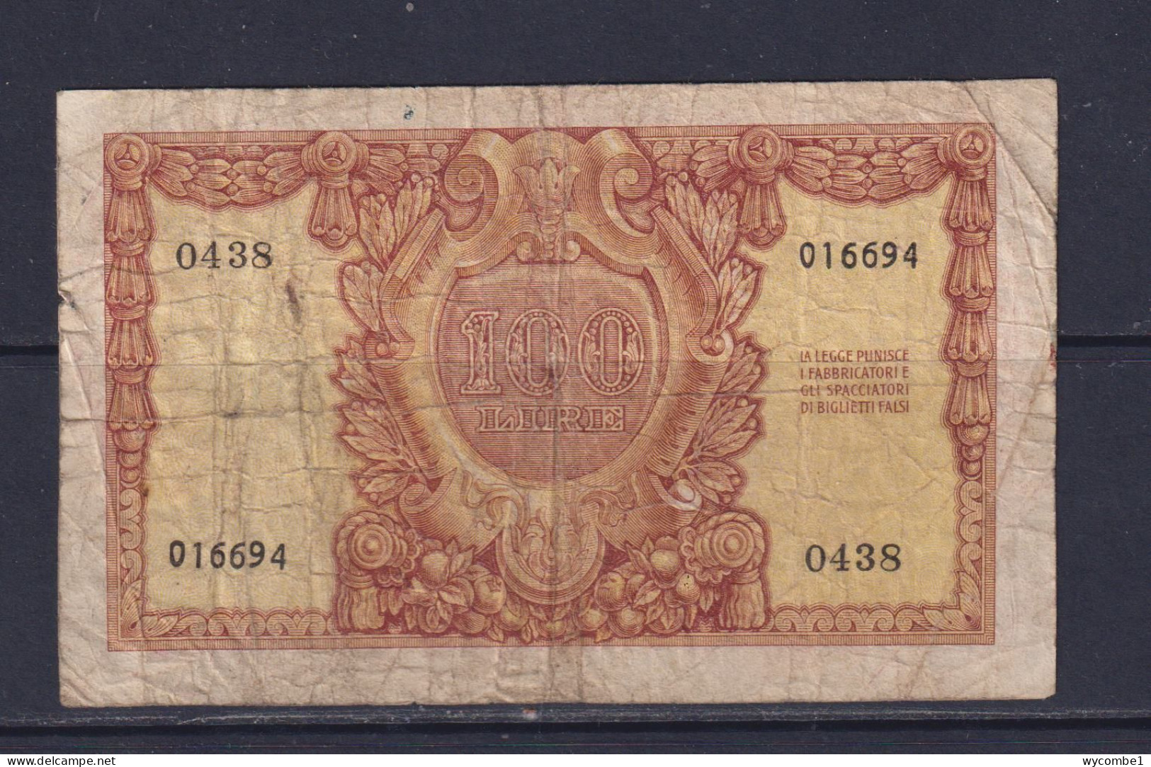 ITALY - 1951 100 Lira Circulated Banknote - 100 Lire