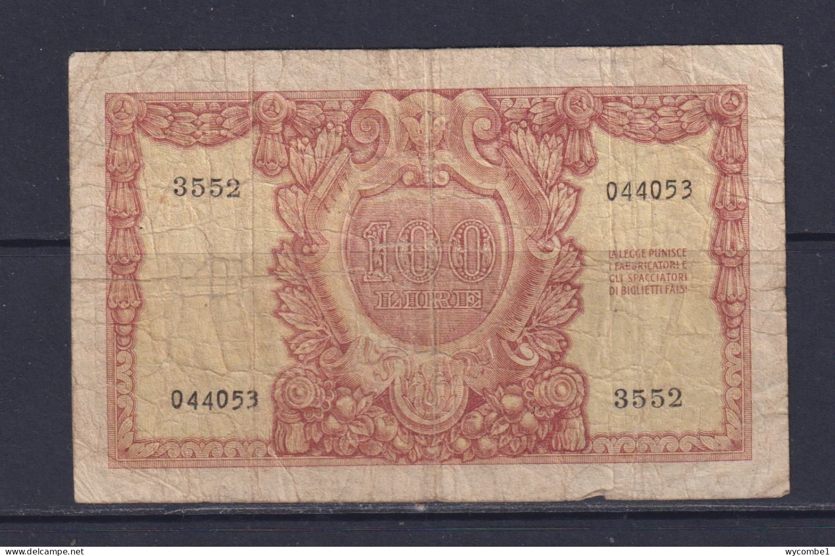 ITALY - 1951 100 Lira Circulated Banknote - 100 Liras