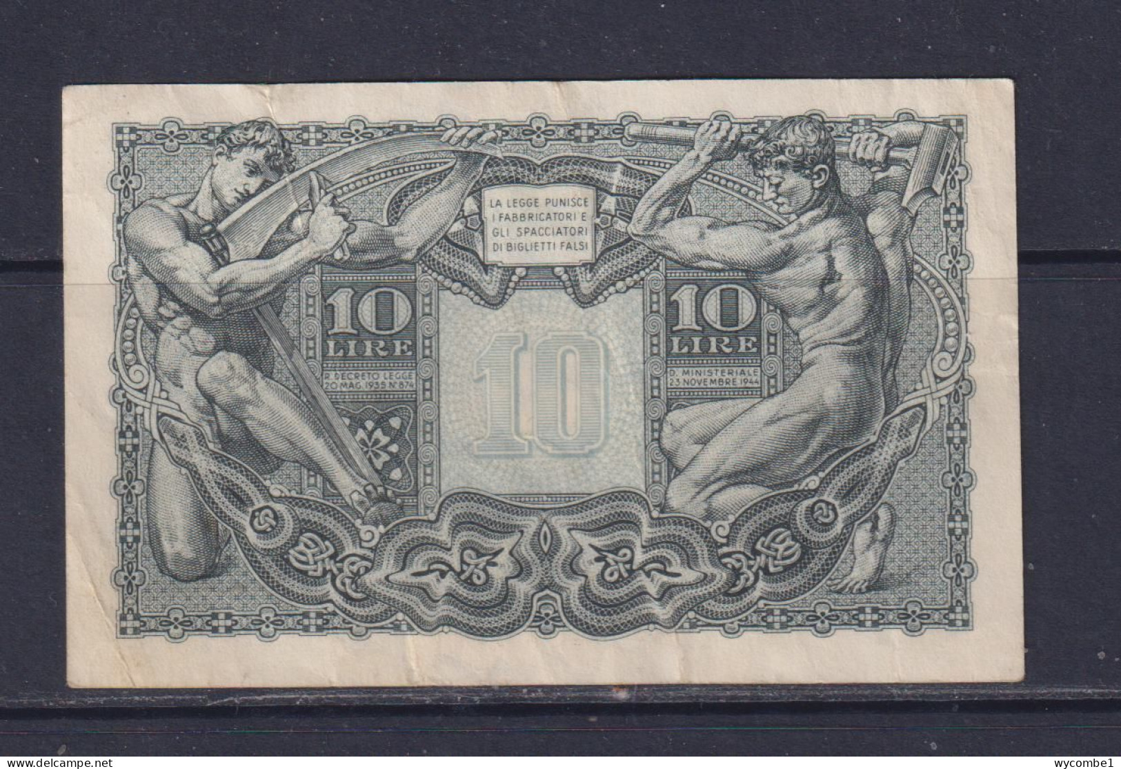 ITALY - 1944 10 Lira Circulated Banknote - Italië – 10 Lire