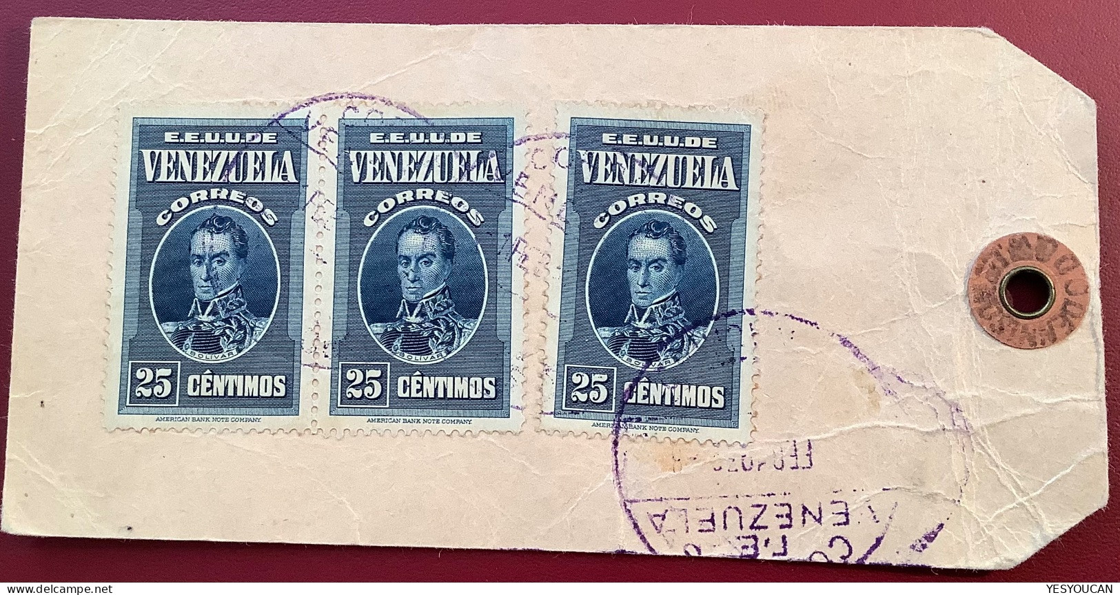 Scarce MUESTRA SIN VALOR PARCEL TAG Cds MARACAIBO 1939>Zürich Schweiz (cover échantillon Sans Valeur Muster Ohne Wert - Venezuela