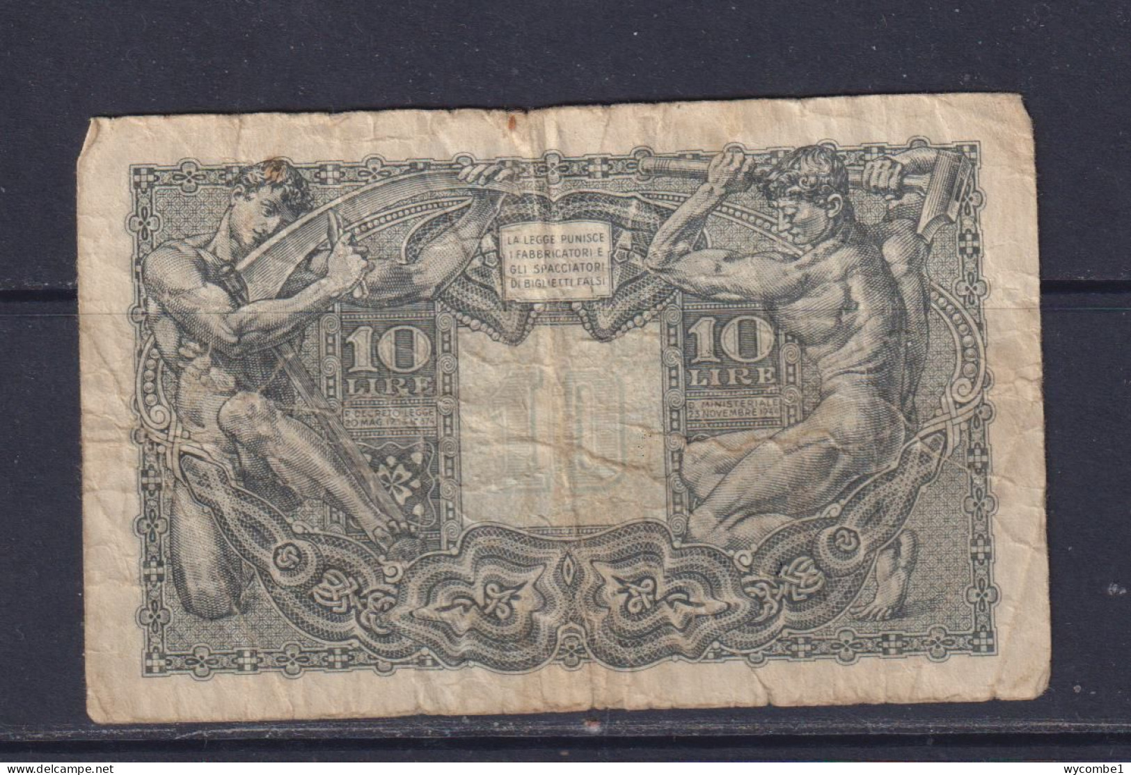 ITALY - 1944 10 Lira Circulated Banknote - Italia – 10 Lire