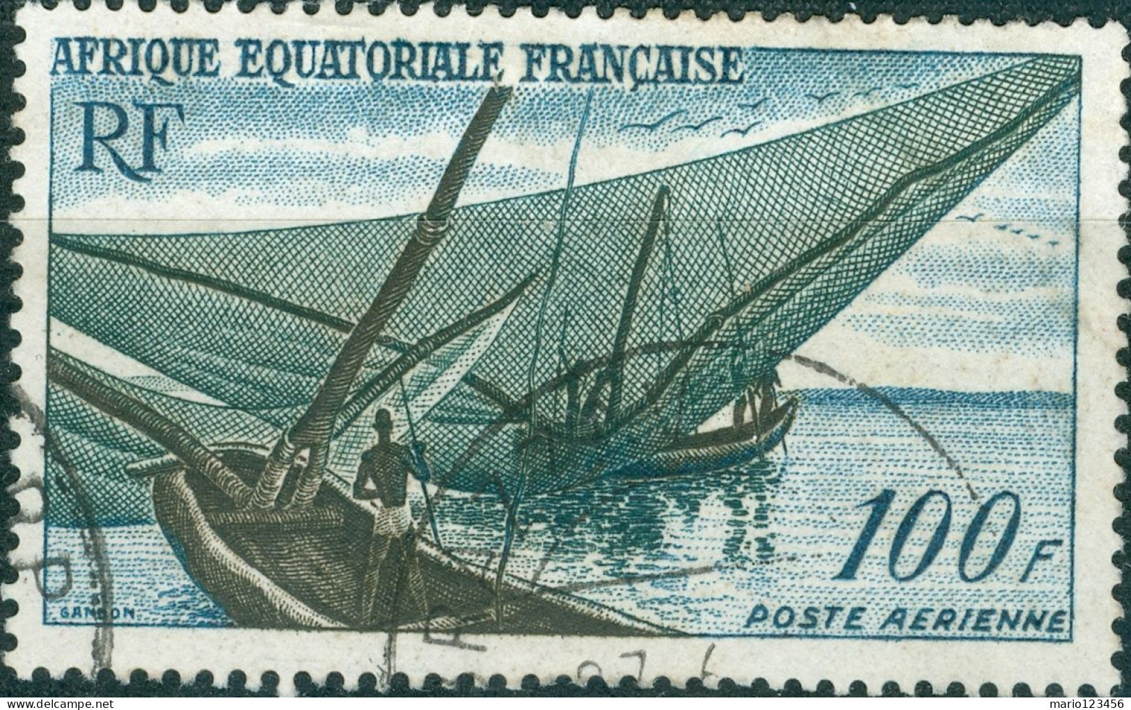 AFRICA EQUATORIALE FRANCESE, 1955, 100 Fr. FRANCOBOLLO USATO Mi:FR-EQ 294, Scott:FR-EQ C40, Yt:FR-EQ PA59 - Usati