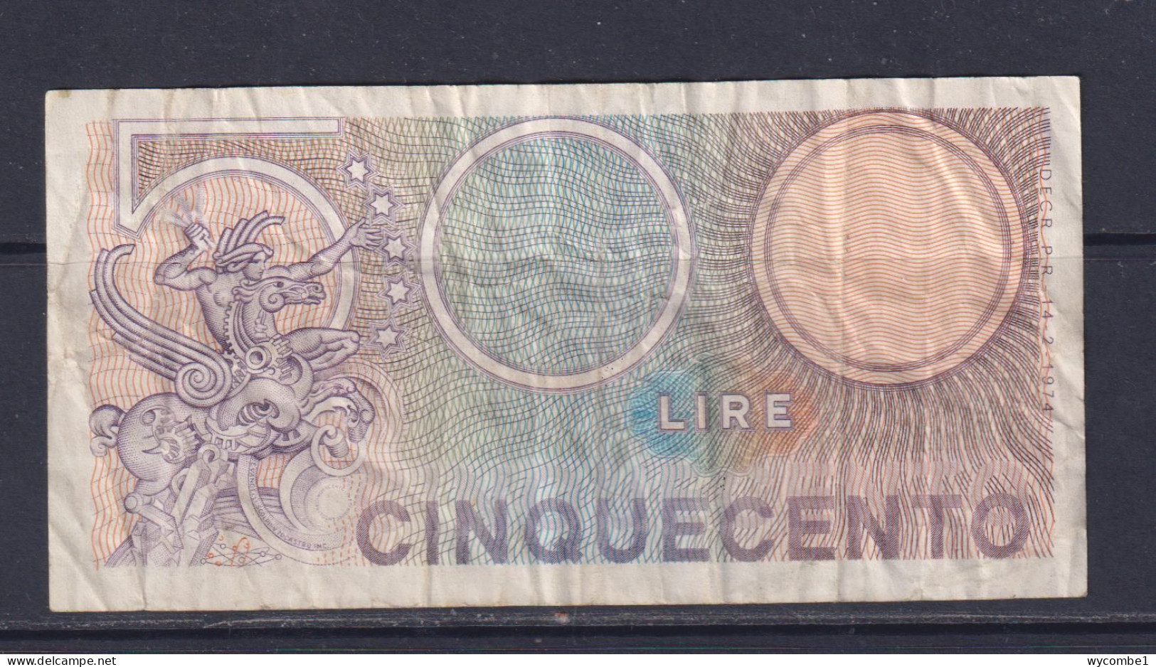 ITALY - 1974 500 Lira Circulated Banknote - 500 Lire