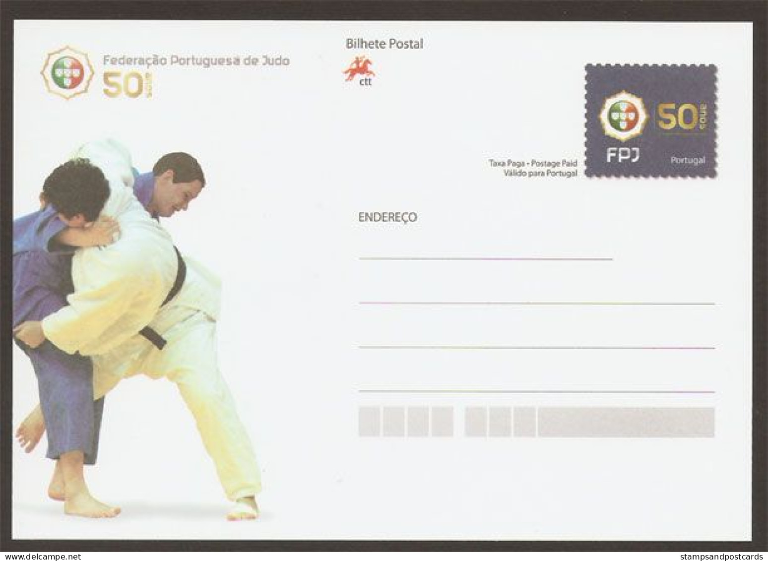 Portugal Carte Entier Postal 50 Ans Fédération Portugaise De Judo 2009 Postal Stationery Judo 2009 - Judo