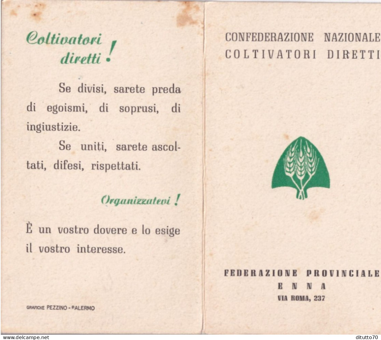 Calendarietto - Confederazione Nazionale Coltivatori Diretti - Federazione Prov. Enna - Anno 1955 - Petit Format : 1941-60