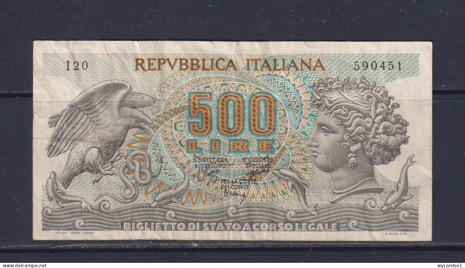 ITALY - 1966-75 500 Lira Circulated Banknote - 500 Liras