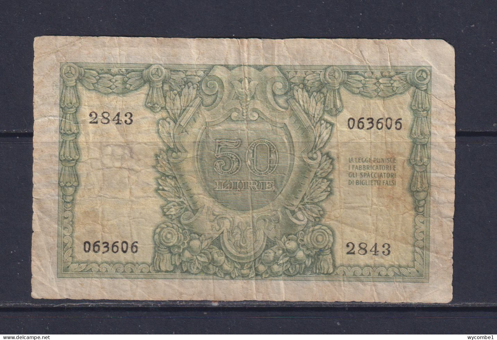 ITALY - 1951 50 Lira Circulated Banknote - 50 Liras