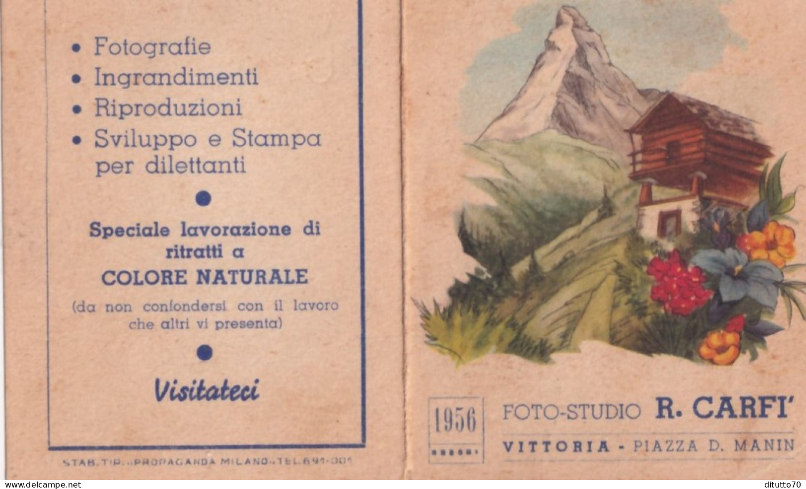 Calendarietto - Foto Studio - R.carfi - Vittoria - Anno 1956 - Petit Format : 1941-60