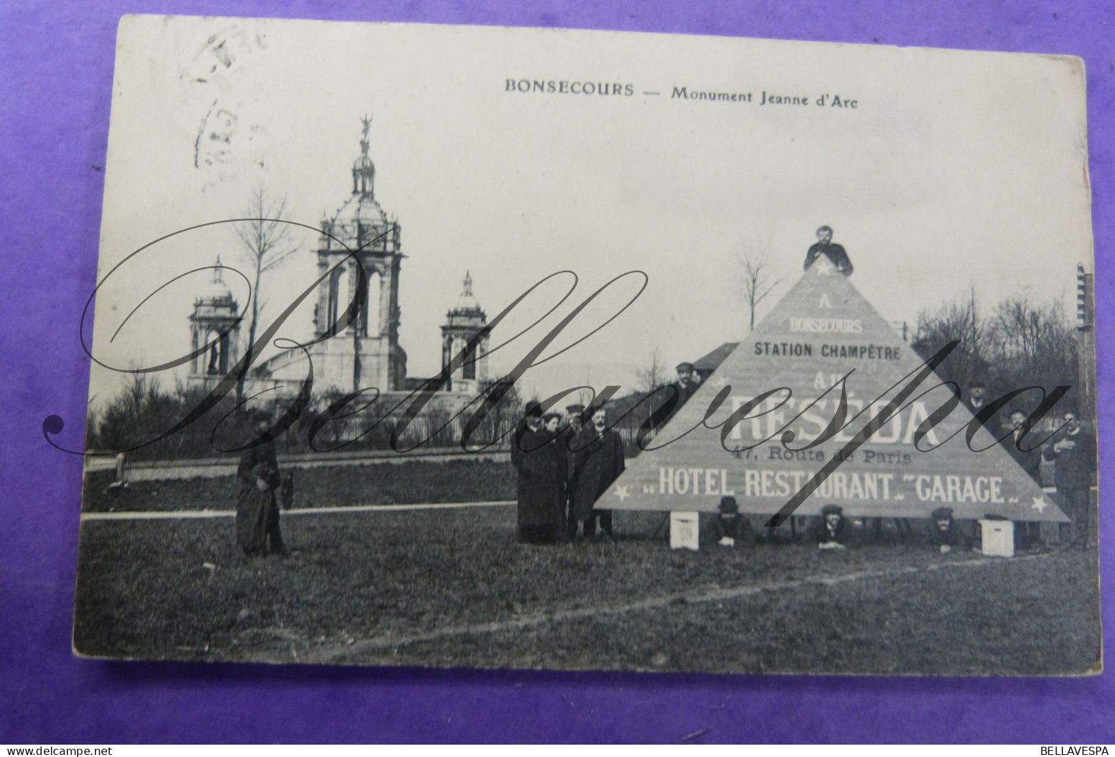 Bonsecours Monument Jeanne D'Arc  Pub Au Résida Route De Paris Hotel Resto Garage S.M. 3-3-1916  1914-1918 D76 - Bonsecours