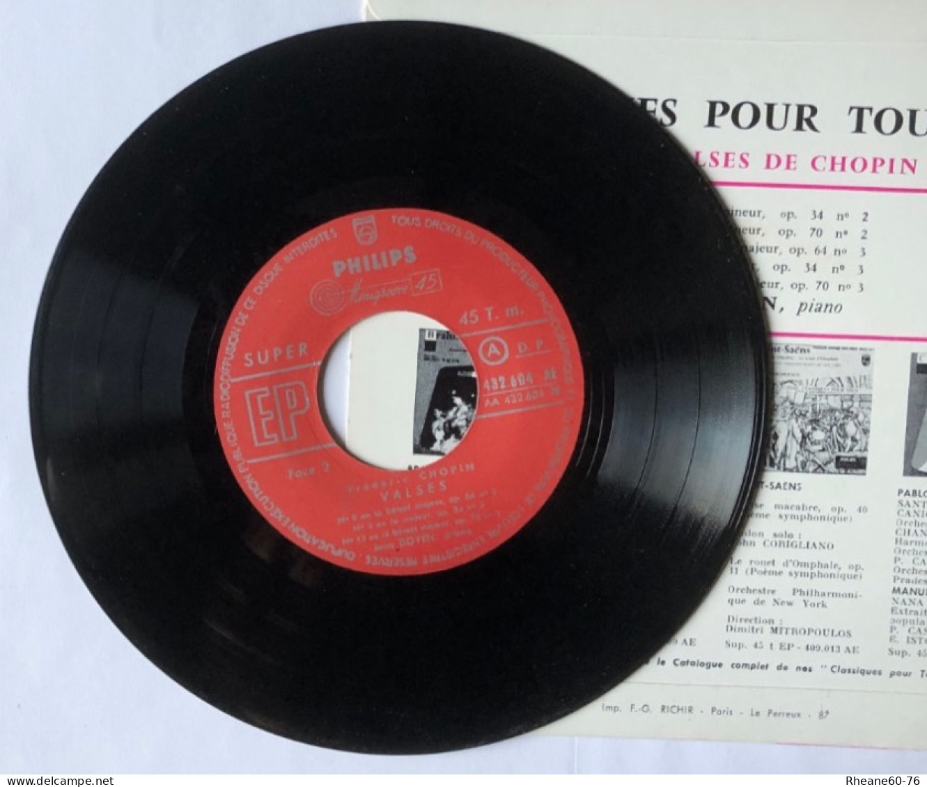 Philips 432.604 AE - 45T EP - Chopin 5 Valses Jean Doyen - Microsillon Artistique Haute Fidélité - Formats Spéciaux