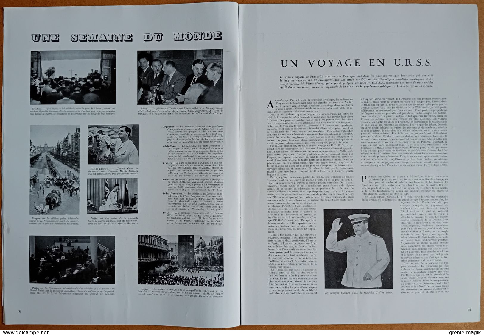 France Illustration N°94 19/07/1947 Fiançailles Princesse Elisabeth/Un Voyage En URSS/Marché Aux Puces/Grèce/Rhin - Algemene Informatie