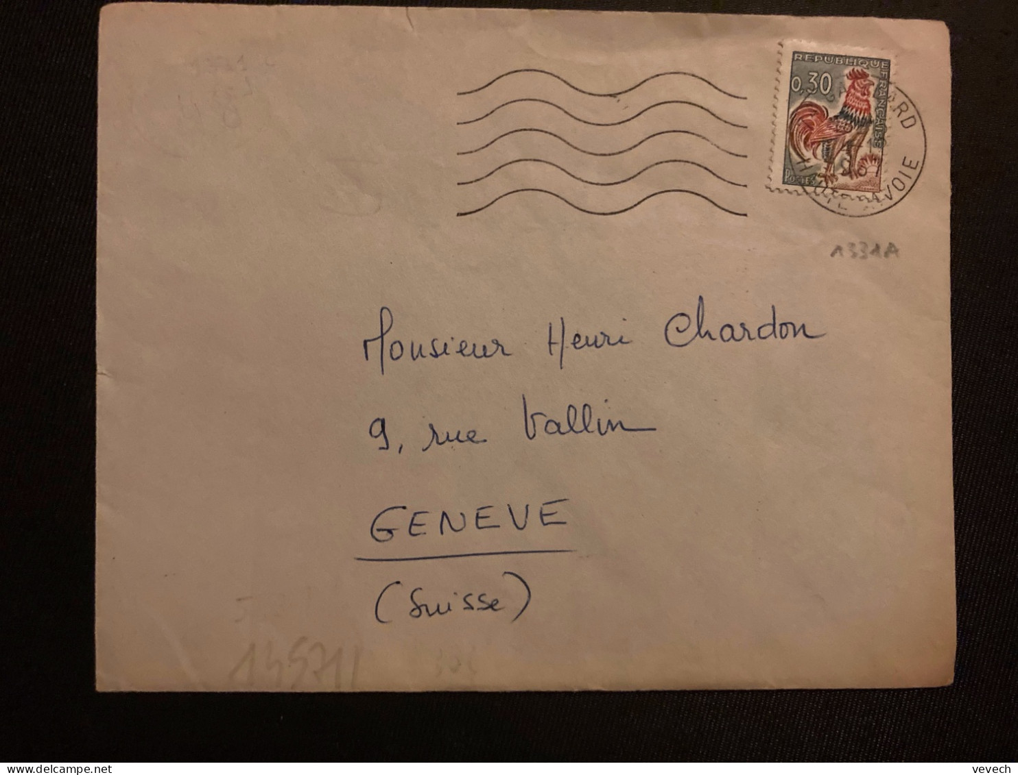 LETTRE Pour La SUISSE TP COQ DE DECARIS 0,30 OBL.MEC.4-12 1967 74 GAILLARD HAUTE SAVOIE - 1962-1965 Coq De Decaris