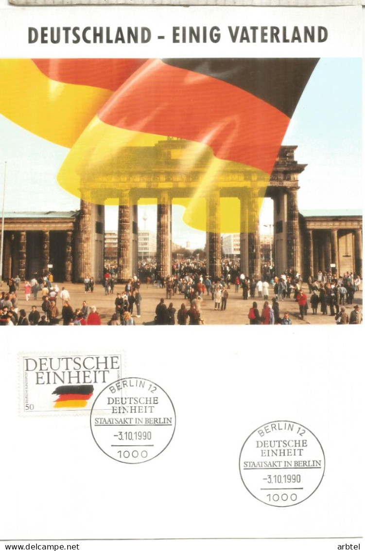 ALEMANIA BERLIN UNIFICACION ALEMANA BANDERA FLAG 1990 - Covers