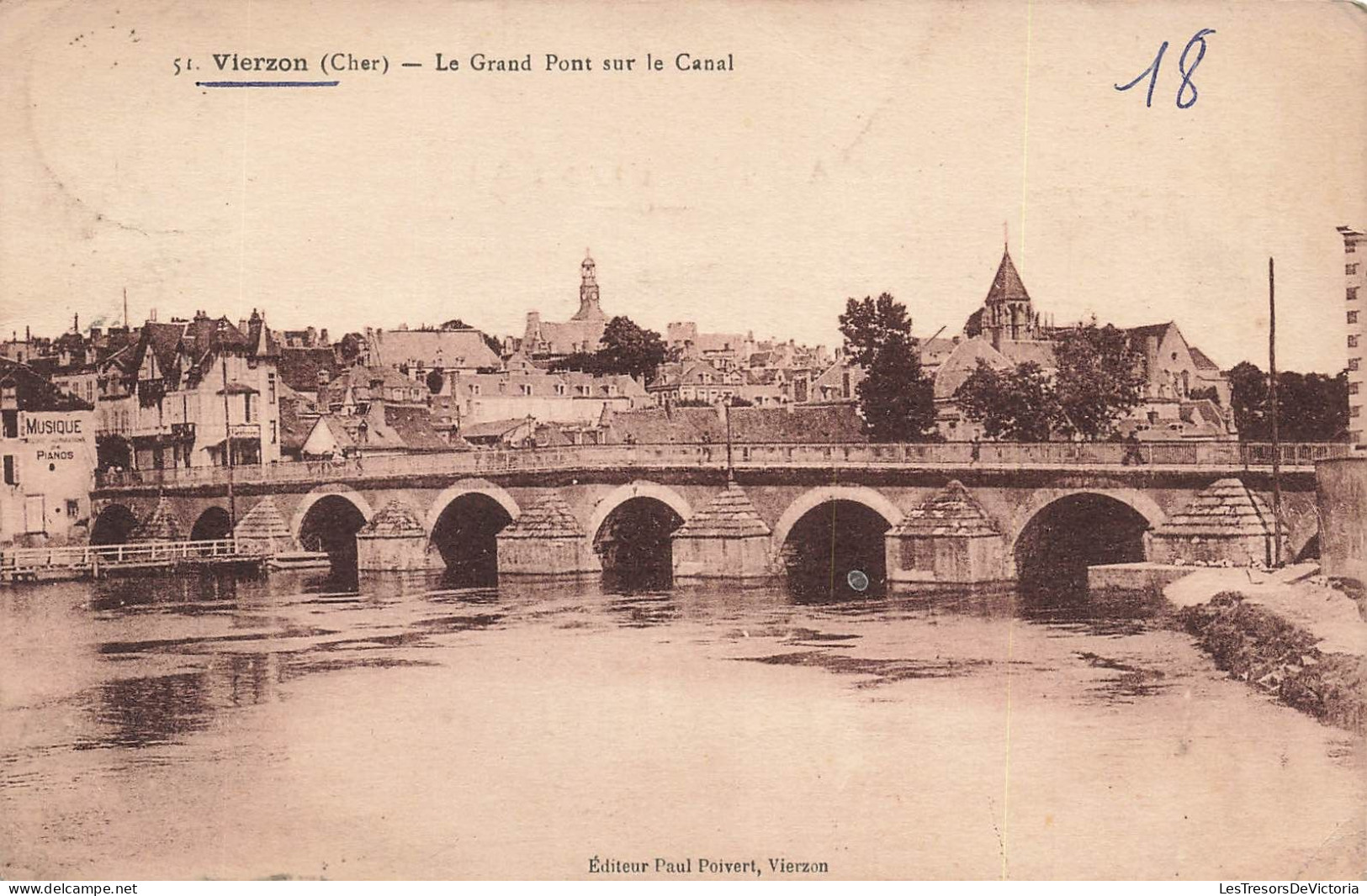 FRANCE - Vierzon (Cher) - Le Grand Pont Sur Le Canal - Carte Postale Ancienne - Vierzon