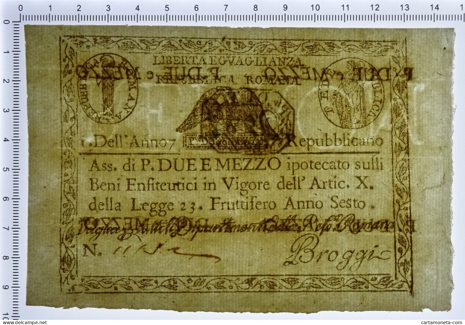 2,5 PAOLI ASSEGNATO REPUBBLICA ROMANA STATO PONTIFICIO DAL 09/09/1798 FDS - Otros & Sin Clasificación