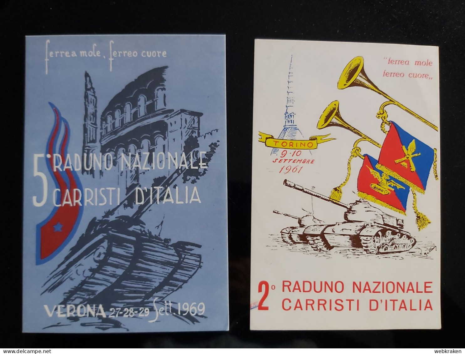 2 CARTOLINE DEL 2° E 5° RADUNO CARRISTI TORINO E VERONA FERREA MOLE - Sammlungen & Sammellose