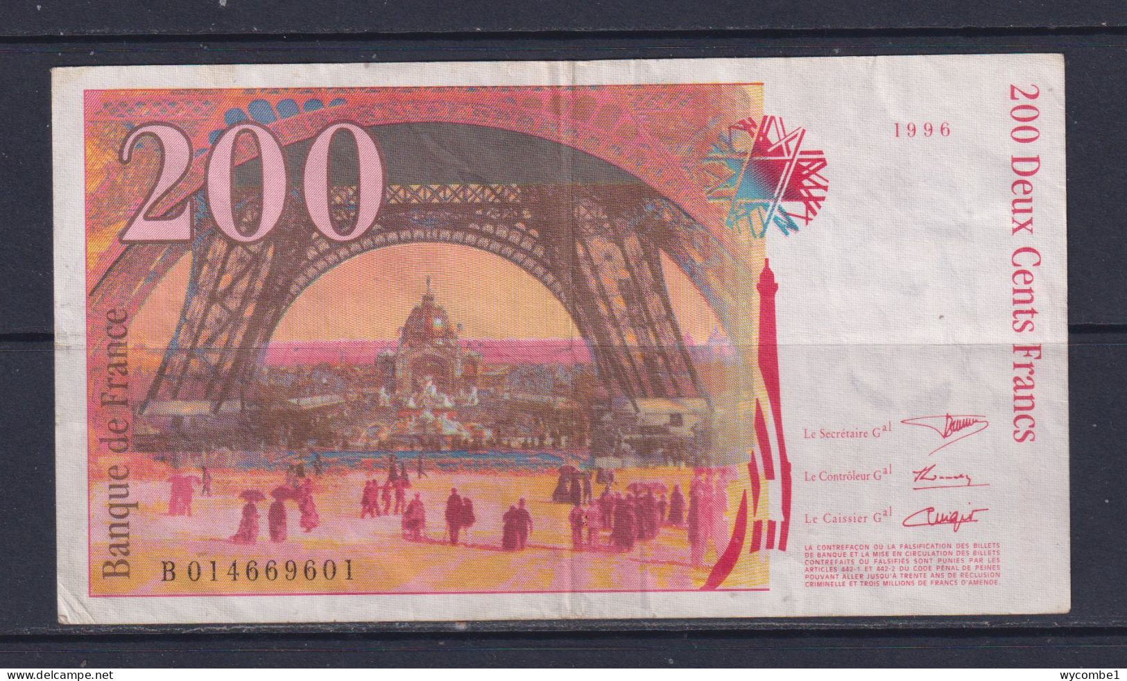 FRANCE - 1996 200 Francs Circulated Banknote - 200 F 1995-1999 ''Eiffel''