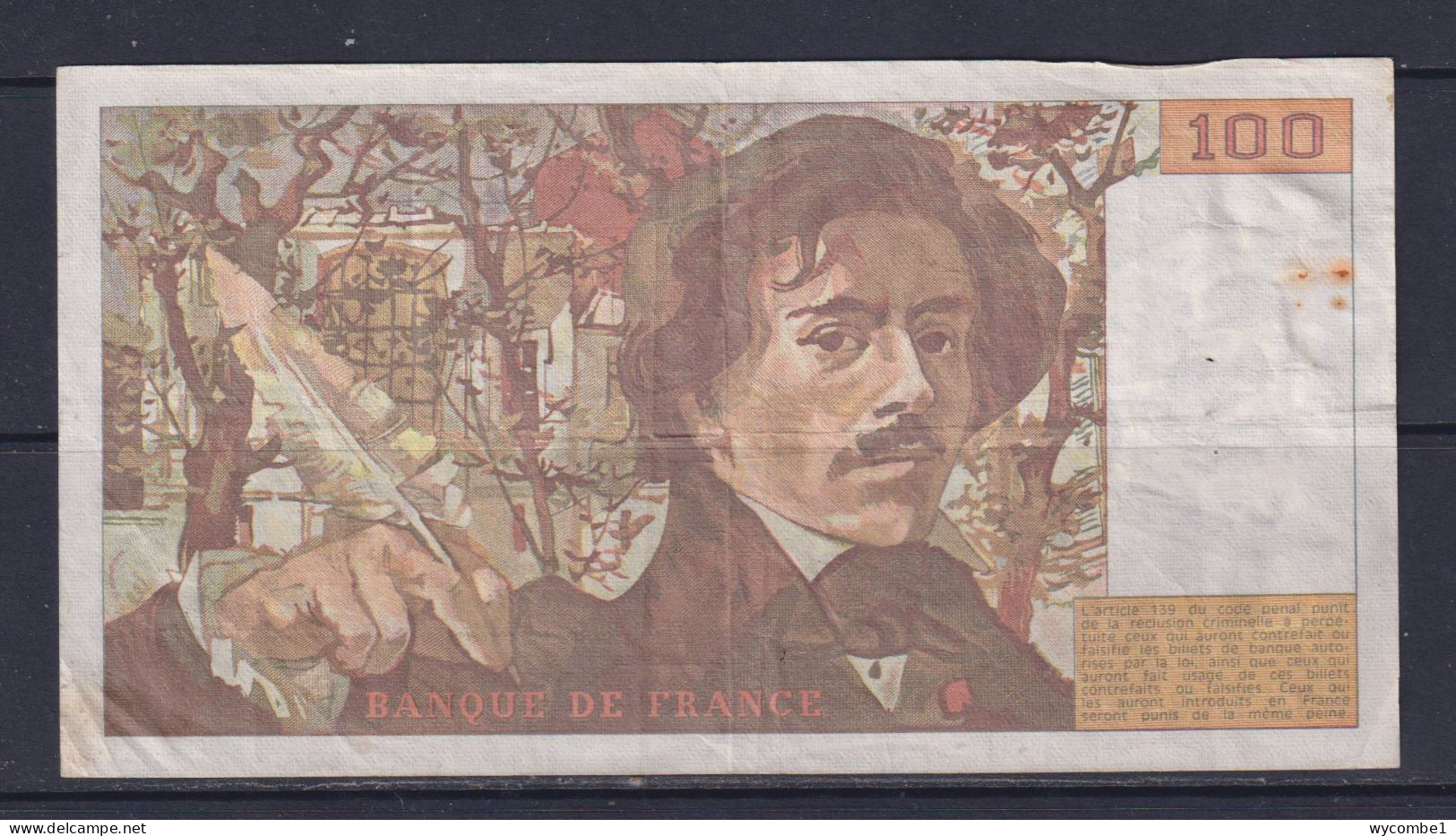 FRANCE - 1989 100 Francs Circulated Banknote - 100 F 1978-1995 ''Delacroix''