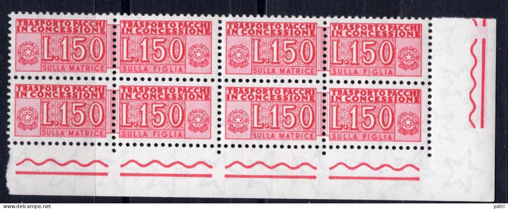 Italia (1962) - Pacchi, 150 Lire Fil. Stelle 4° Tipo, Gomma Arabica Sass. 93/II ** - Paketmarken