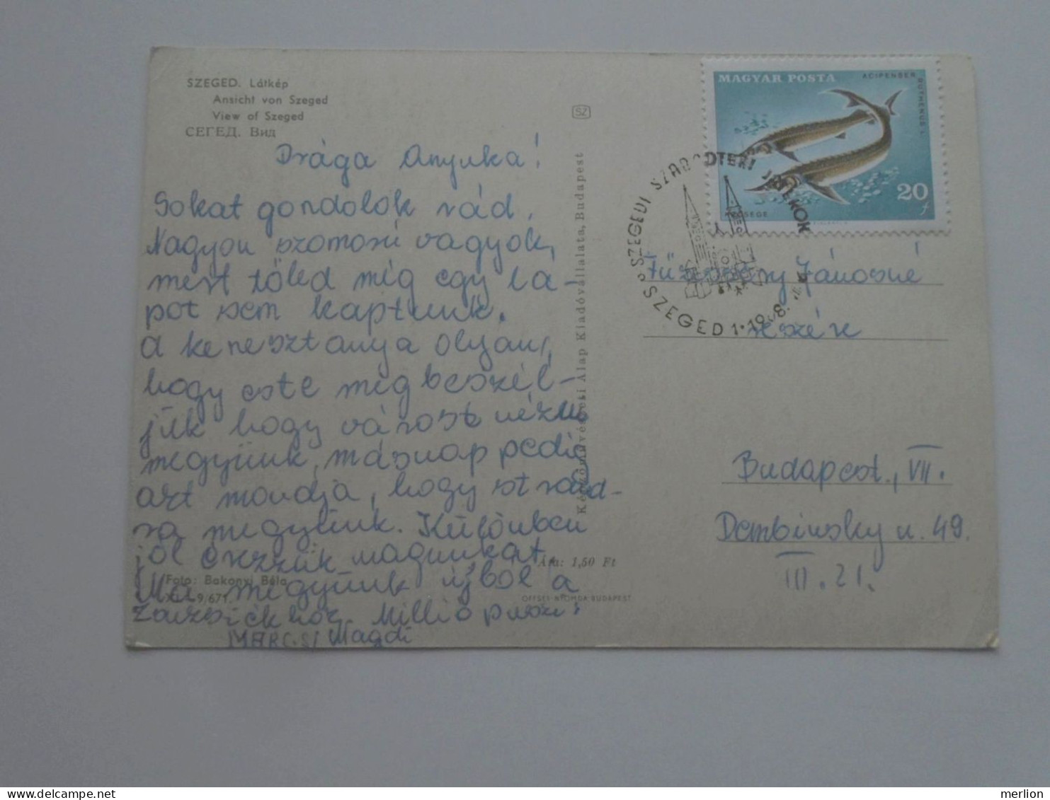 D200762    Hungary   Postcard   Szeged  - Postmark  Szegedi Szabadtéri Játékok  1968 - Postmark Collection