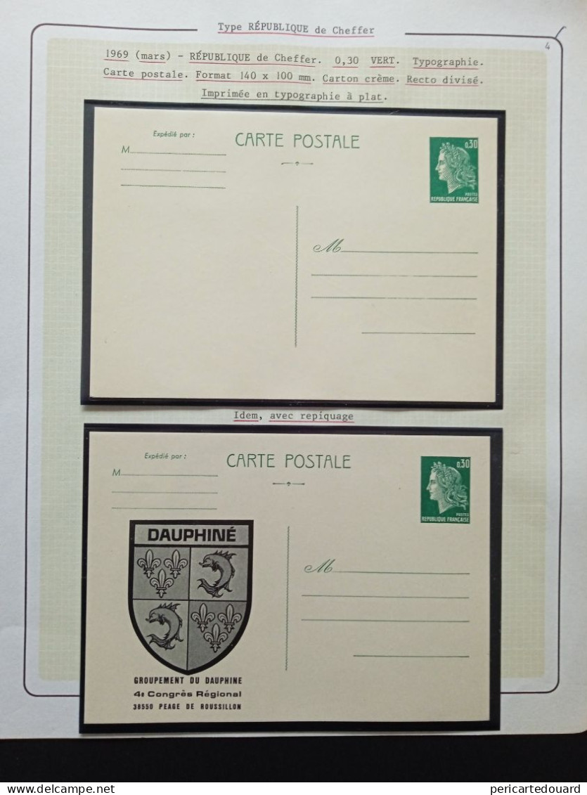 Entier Postal CHE A1 Et A2 Neuve Et Repiquages Privés Marianne De Cheffer - 1967-1970 Marianne Van Cheffer