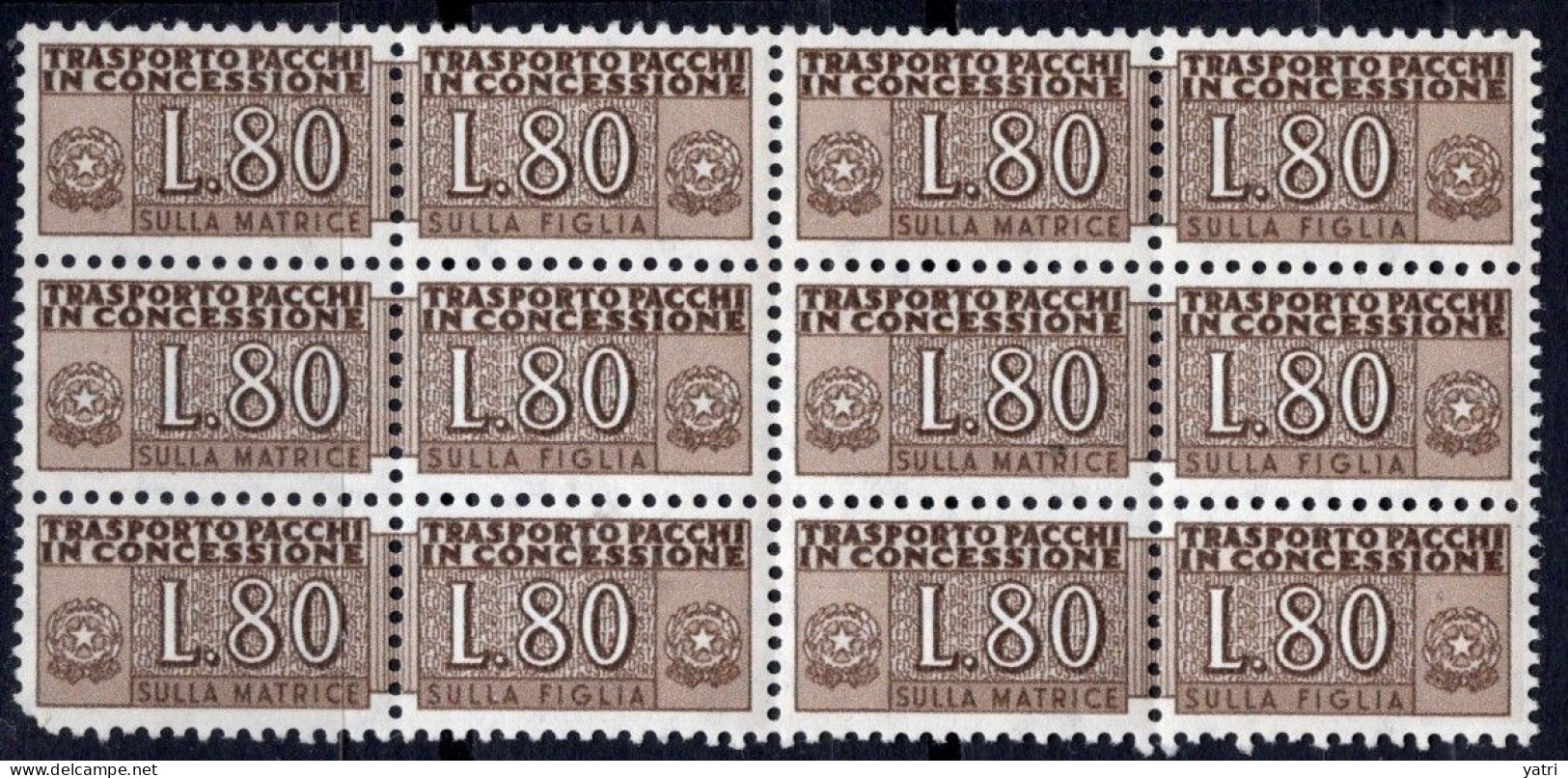 Italia (1955) - Pacchi In Concessione, 80 Lire Fil. Stelle 4° Tipo, Gomma Arabica, Sass. 10/II ** - Consigned Parcels